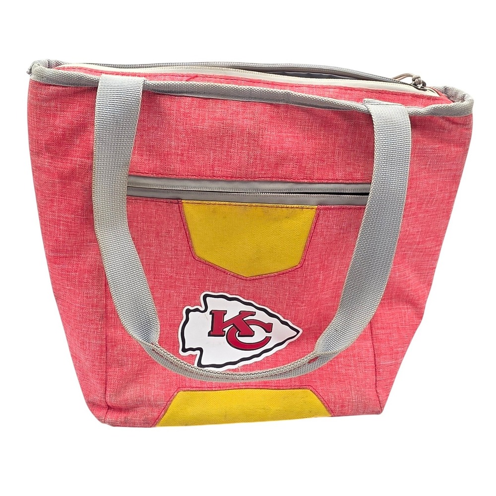 Logo Brands Kansas City Chiefs Insulated Cooler Tote Bag Red Yellow NFL N3